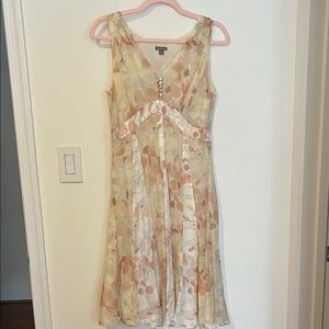 Ann Taylor Silk Floral V-Neck Dress